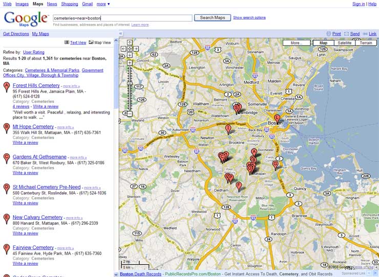 Google Your Family Tree, Maps