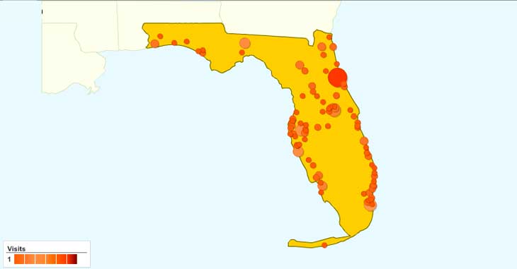 Site Visits by City within the State of Florida
