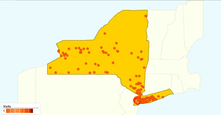 Site Visits by City within the State of New York