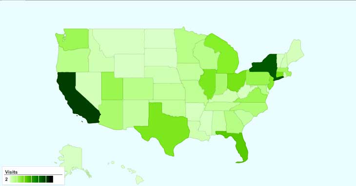 Site Visits by City within the United State