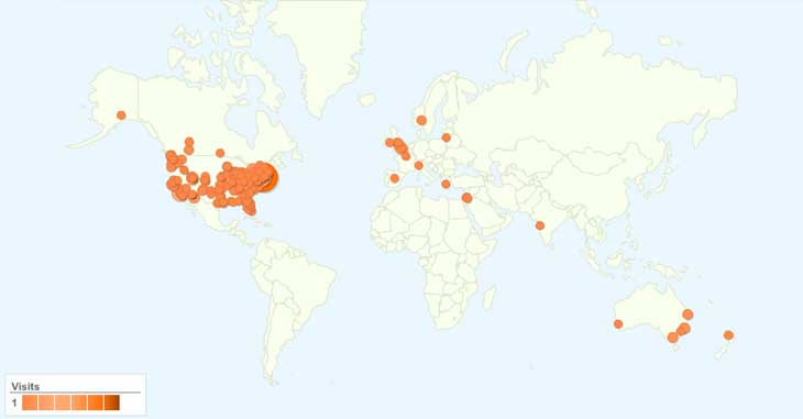 Site Visits by Cities of the World